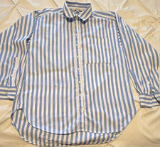 LOFT Blue/White Striped Button-Up Collared Long Sleeve Cotton Blouse XS