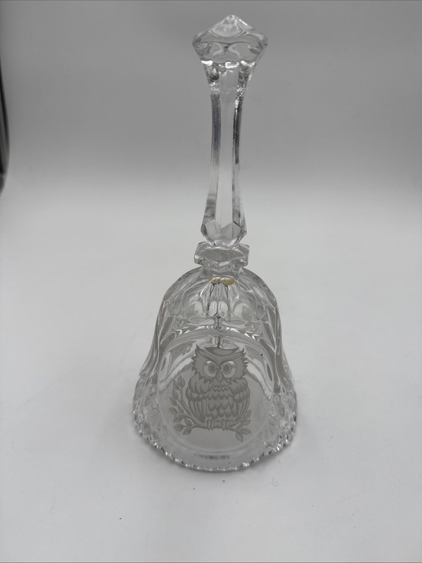 Vintage Crystal/Glass Bell with owl 8”