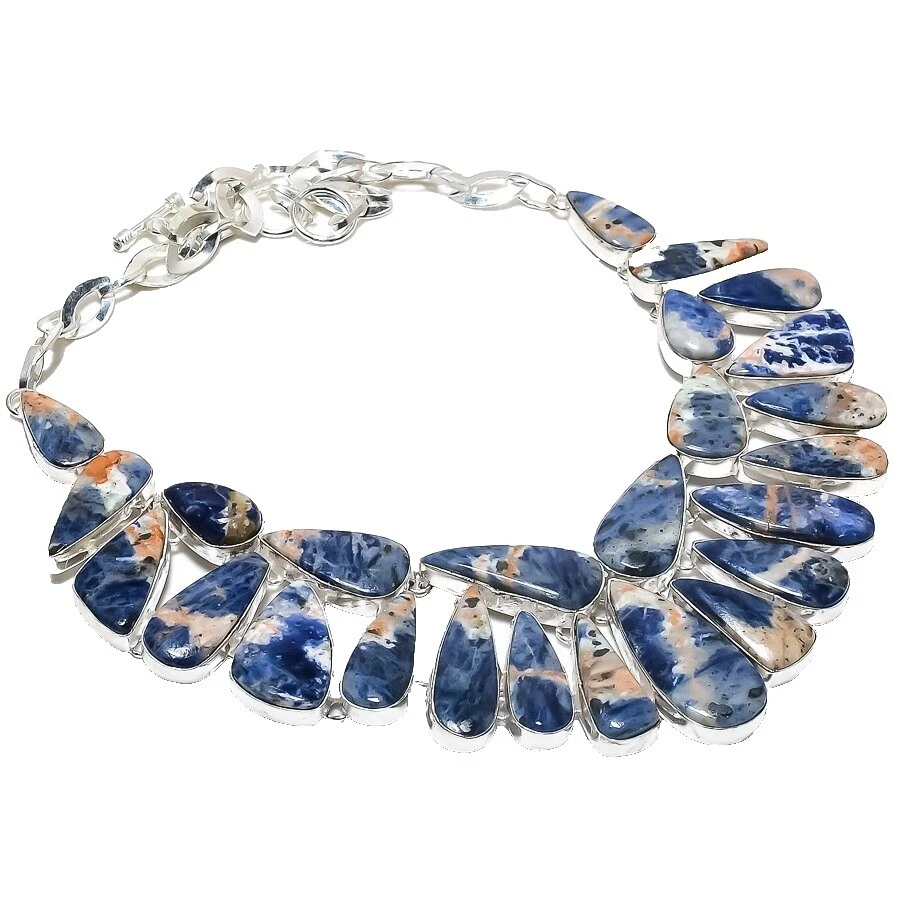 Sodalita Cadena Plateado Plata Moda Collares y Colgantes
