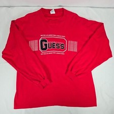 Vintage Guess Single Stitch Embroidered Distressed Long Sleeve Shirt Unisex 90s