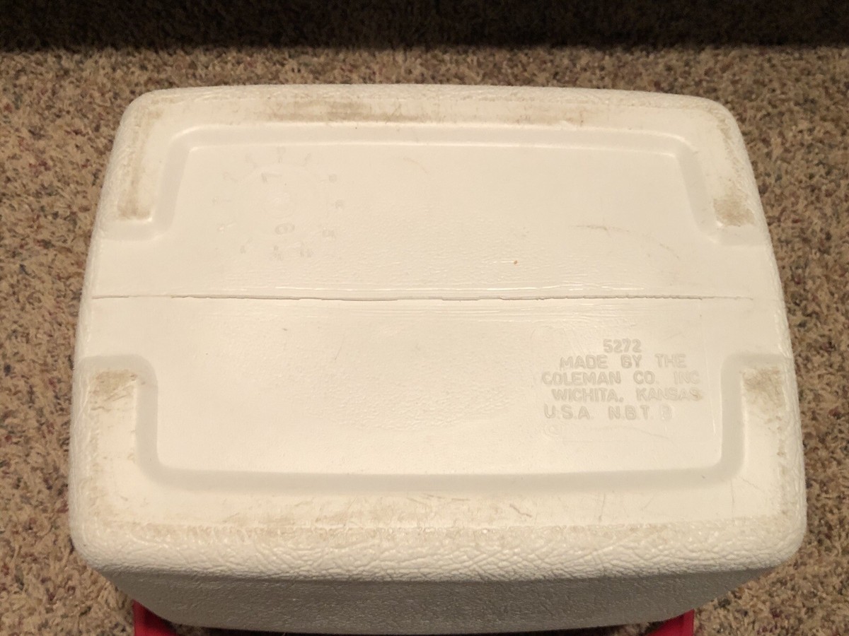 VINTAGE COLEMAN 5272 COOLER W/CUP HOLDER & RED LID | eBay