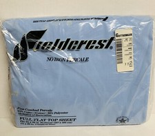 Vintage Fieldcrest Blue Full Flat No Iron Percale Sheet Made in USA NOS NEW