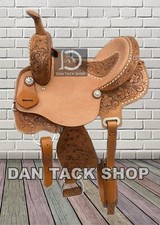 Western Horse Barrel Racing Premium Leather Saddle with Tack Set Free shipping