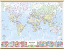 GEOGRAPHIC WALL PAPER "WORLD WITH FLAGS" 132 x 99 cm BEAUTIFUL wall map