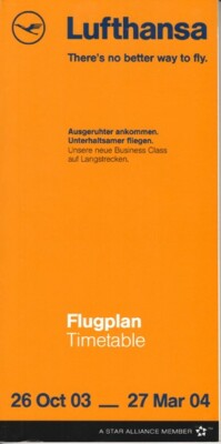 Lufthansa timetable 2003/10/26
