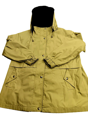 IZZI Outer Wear Women s Coat Jacket Beige Detachable Drawstring Hood Snaps Lined