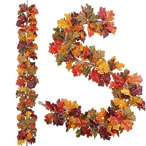 4 Pack 5.2ft Fall Oak Leaf Garland Autumn Foliage Decor