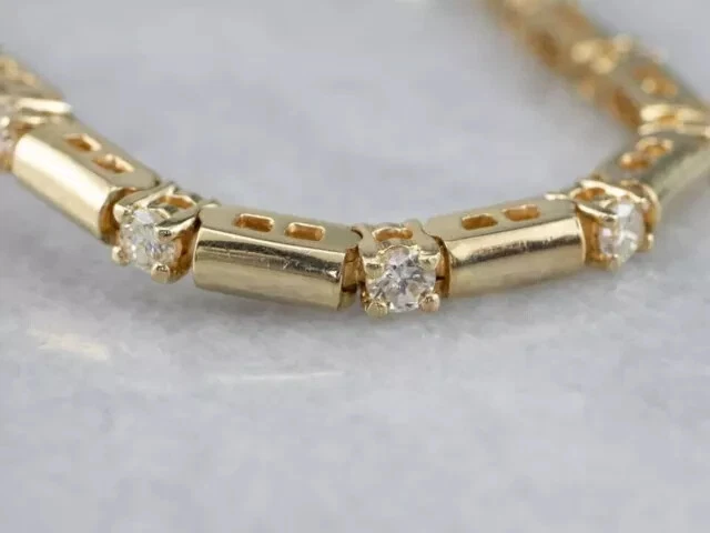 14K Yellow Gold Finish  Round Cut Lab Created Diamond Women's Tennis Bracelet - Image 4 of 4