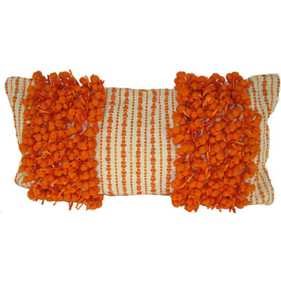 Design Accents Hand Woven Poly Nubs Funberry Stripe Pillow Orange  28 x 14''