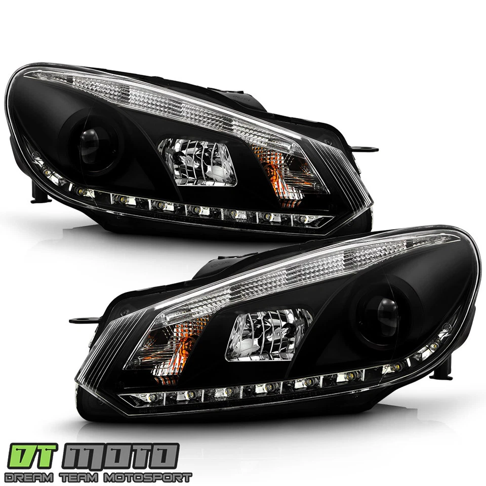 Faros proyectores tira LED 10-14 izquierda+derecha negros para VW Golf GTi DRL 2010-2014 Foto 3 de 4