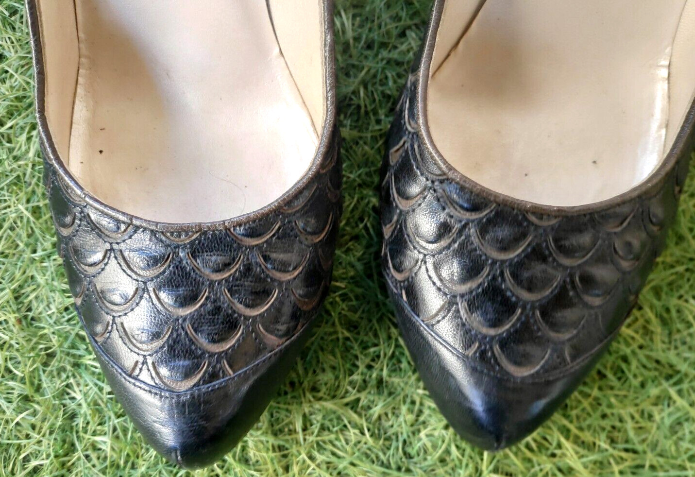 Christian Dior Python Scales Black Leather Pumps … - image 3