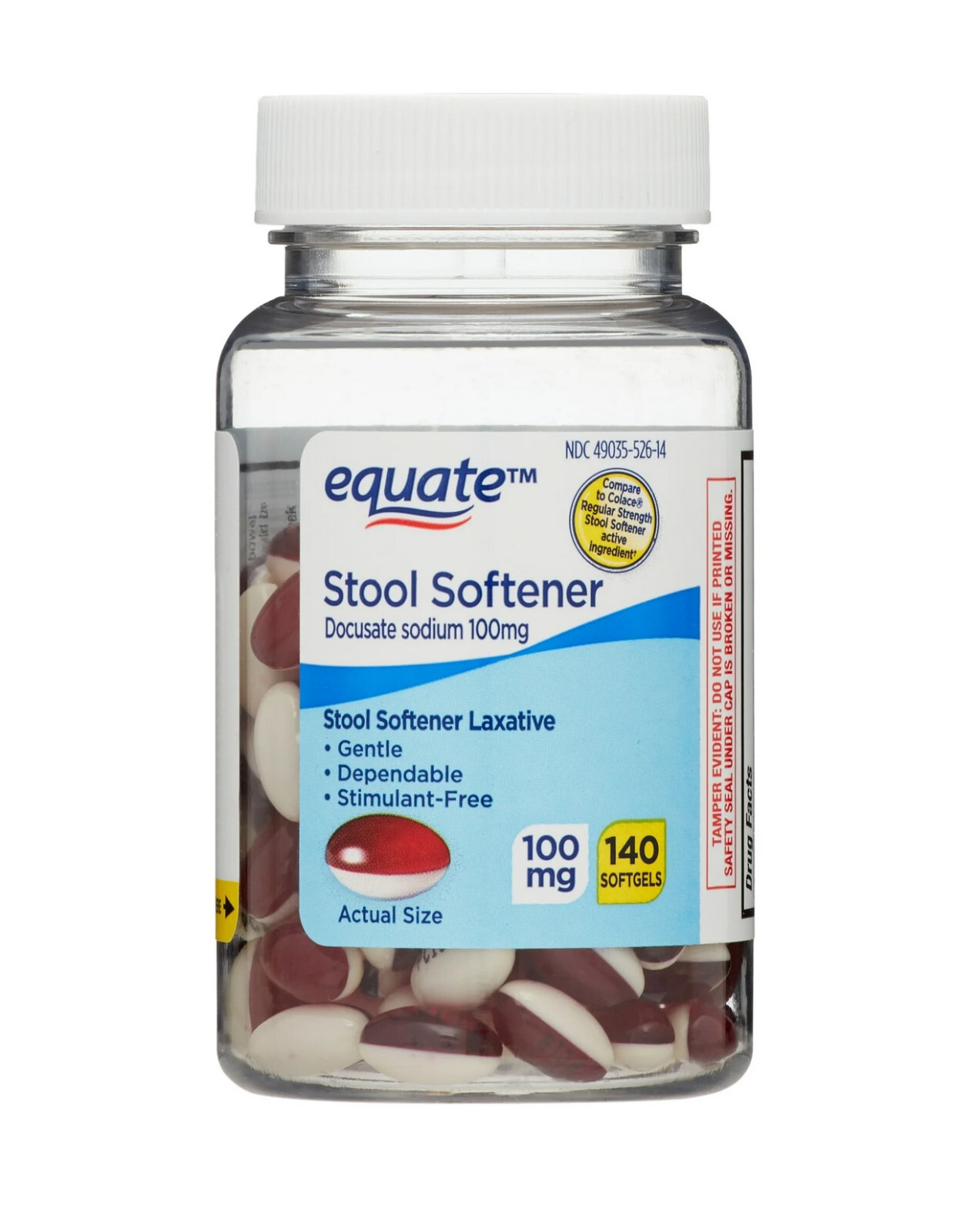 Equate Stool Softener Laxative Softgels for Constipation 140 count ...