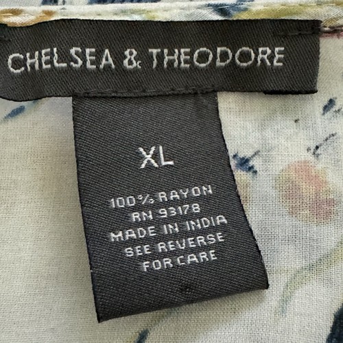Chelsea & Theodore XL Top Shirt White Floral Flower Scoop Neck Bell Long Sleeve - Picture 6 of 7