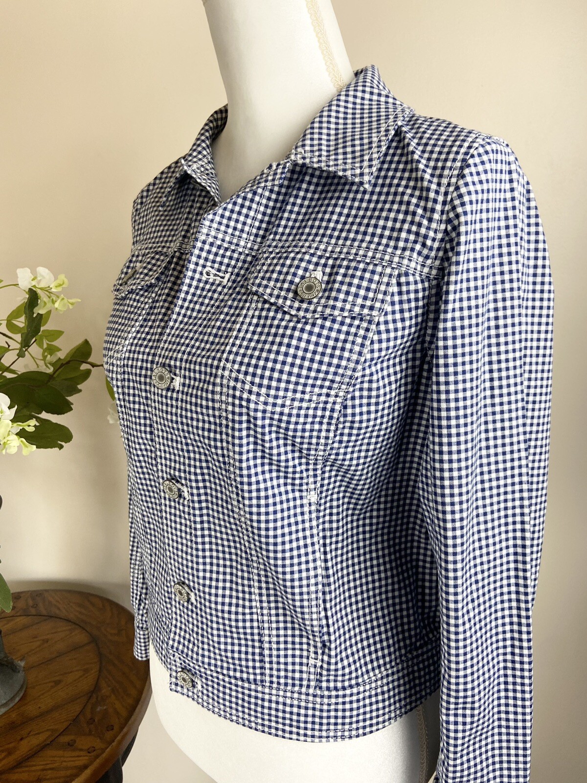 MEDIUM PETITE Talbots JACKET Button Down GINGHAM … - image 4