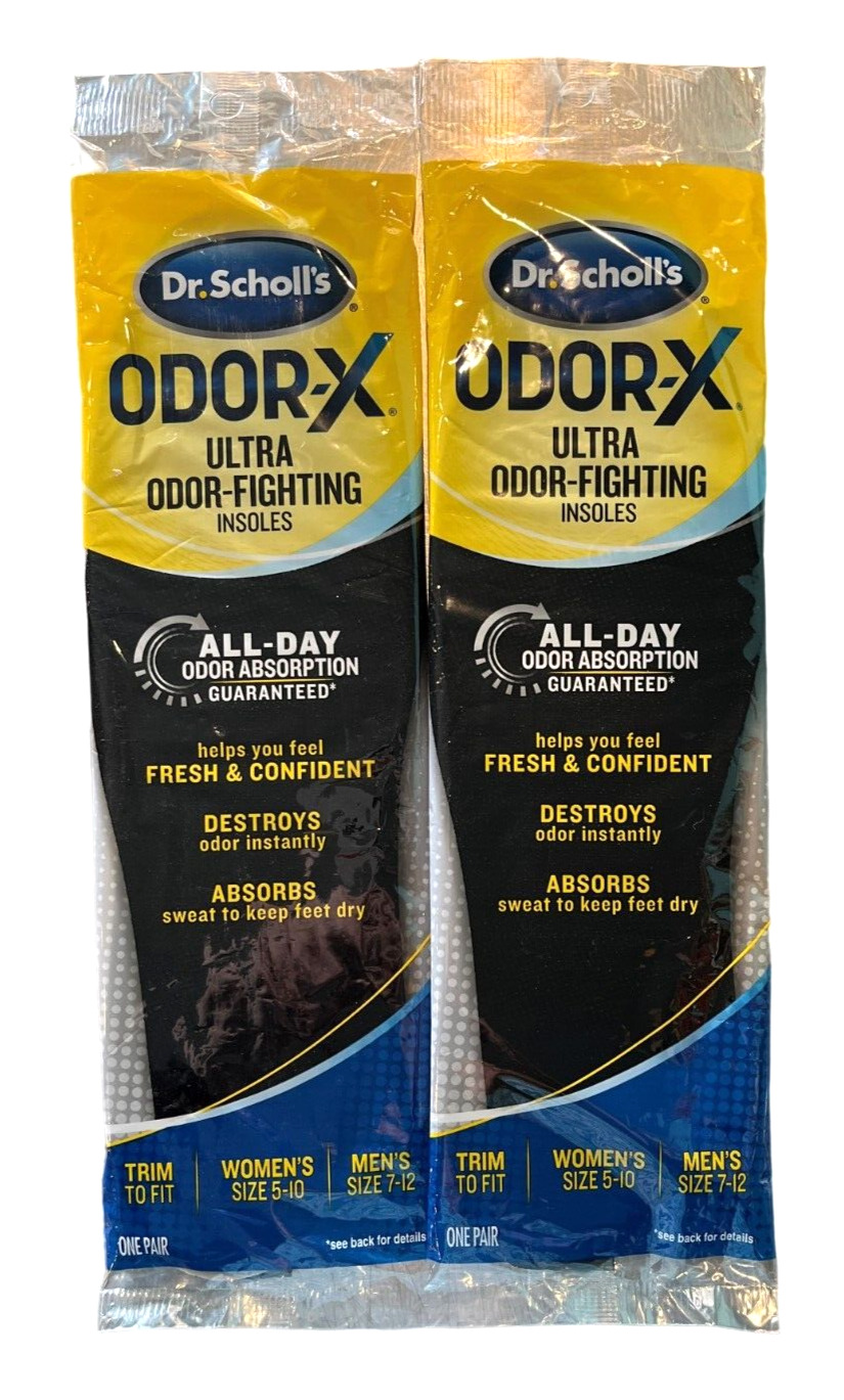 Dr Scholls Odor X INSOLES for Men or Women TRIM TO FIT ( 2 PAIRS ) NEW LOOK!