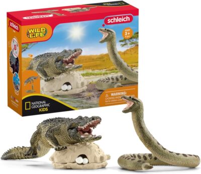 schleich Wild Life 42559 Gefahr im Sumpf Alligator und Schlange Spielset - 5-teilig
