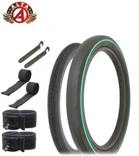 SCHWINN STINGRAY 20X 1-3/4 S7 BRICK & 20 X 2.125 S2 GREEN LINE WIDE SLIK 8PC SET