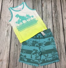 baby gap boys 2 / 2T Dinosaur Tank Top shirt  shorts outfit. Nwt