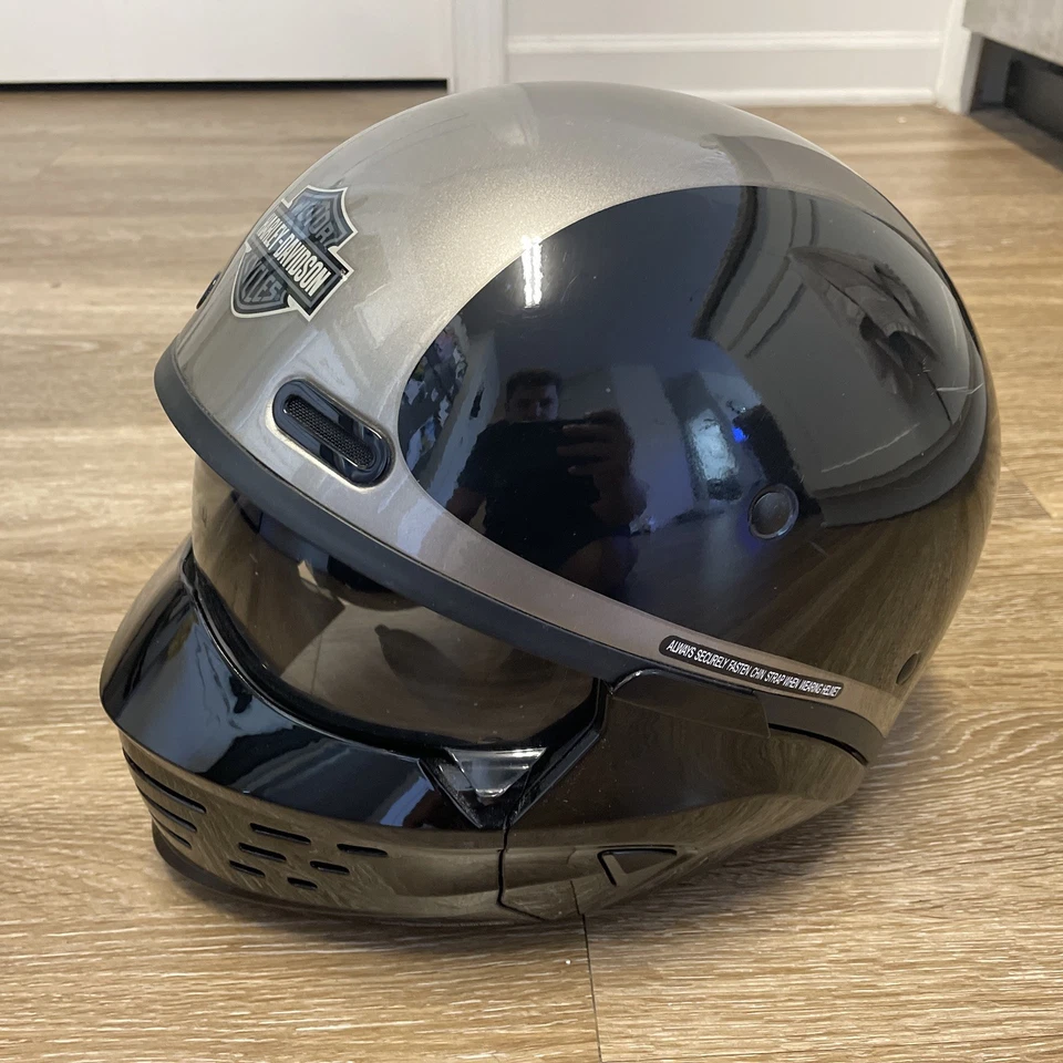 Casco de motocicleta Harley Davidson HD X07 3 en 1 plateado y negro XL Foto 2 de 4