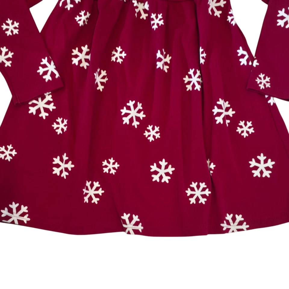 Vestido de Vacaciones Gymboree Niña Talla 8 Rojo Copo de Nieve Manga Larga Algodón Cuello Alto Foto 3 de 4