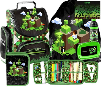 MINECRAFT Schulranzen Set 6in1 Ranzen Federmäppchen Turnbeutel PIXEL GAME fur Ju