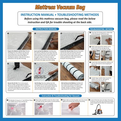 King/Cal-King Sacchetto Sottovuoto per Materasso in Schiuma per Spostamento, Conservazione, Guarnizione Sottovuoto Mattr... - Foto 5 di 6