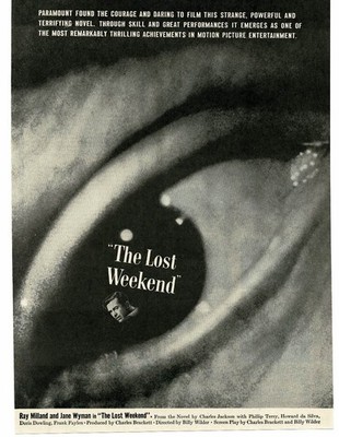 The Lost Weekend Ray Milland Jane Wyman 1945 Movie Promo Print Ad