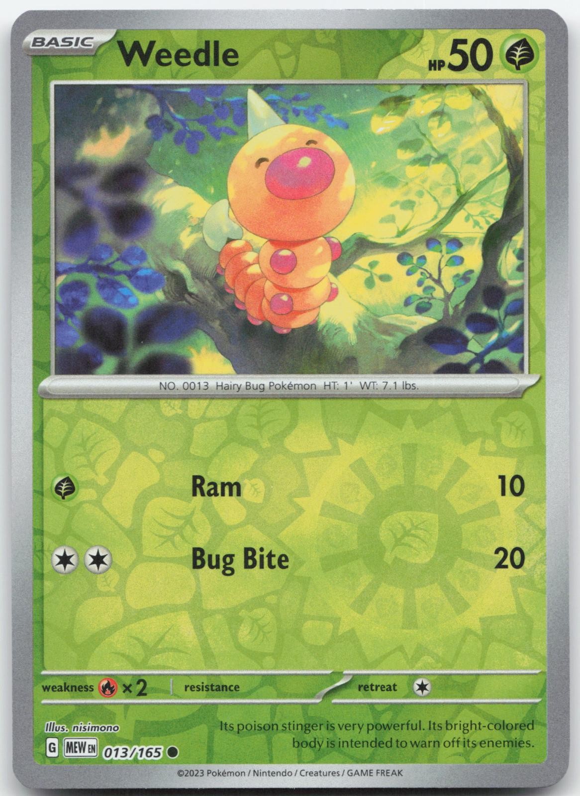 Weedle - 013/165 Reverse Holo 151 NM/M