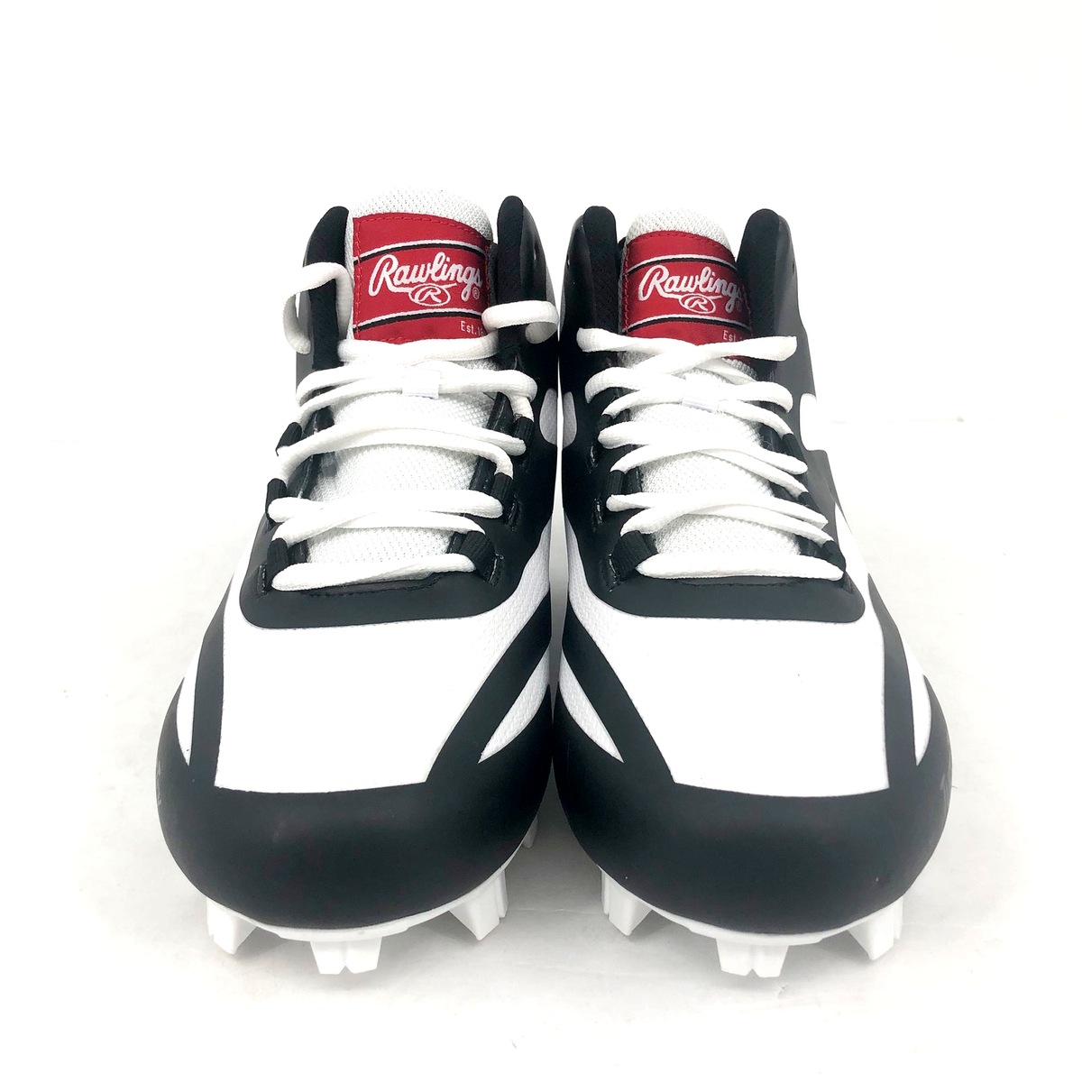 Rawlings Mens Rookie Mid Baseball Cleats Size 9.5 White Black NWOB Rawlings League Turf Mens Shoes Sz 8 D Baseball Cleats Black  main image 2