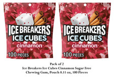 Ice Breakers Ice Cubes Cinnamon Sugar Free Chewing Gum, Pouch 8.11 oz, 200 Piece