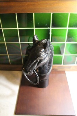 Vintage Cast Iron Horse Head Bust Hitching Ring Post Top Fence Topper Equestrian