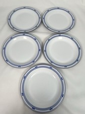 Hornsea England Donau Beilagenteller X5 weiß blau Vintage 20 cm 