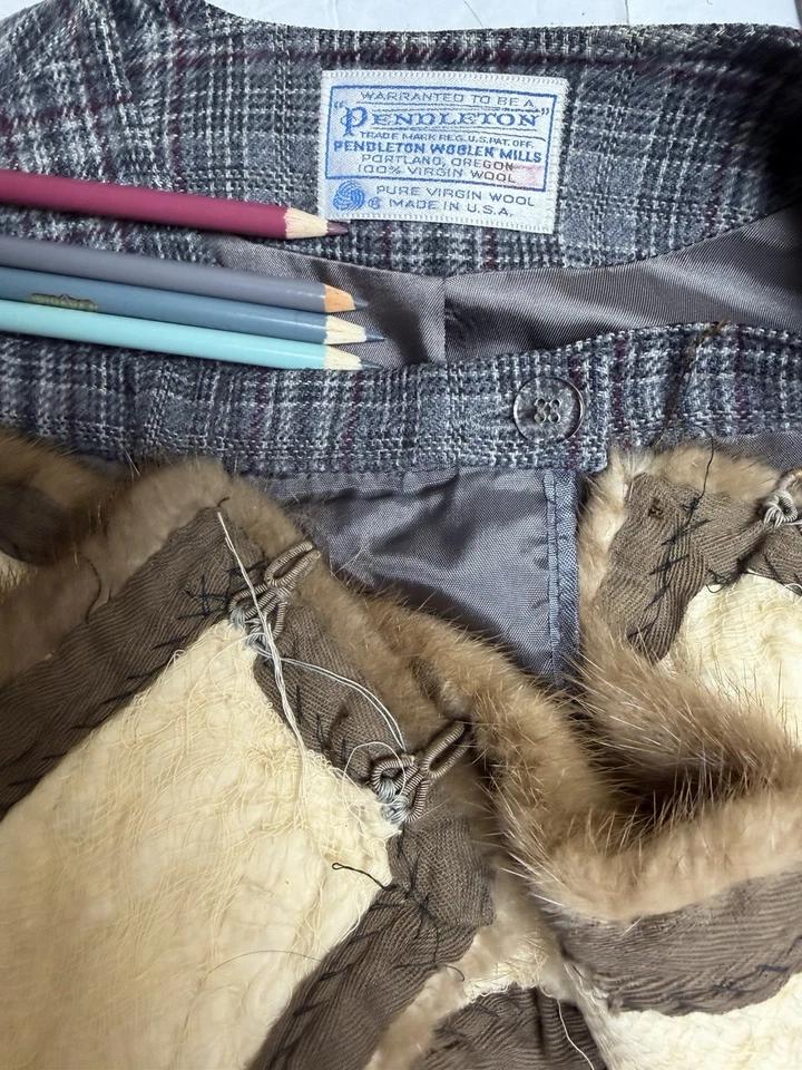 Traje Falda Pendleton Talla 14 Conjunto de Dos Piezas Cuadros Vintage Bolsillos Piel LEER MÁS Foto 2 de 4