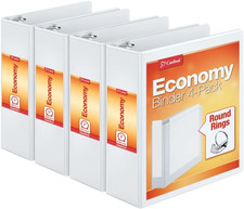 Cardinal Economy 3 Ring Binder, 3 Inch, Presentation View, White, Holds 625