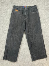 Empyre Relax Loose Fit Pants Mens 32 Black Cotton Corduroy Mid Rise Straight Leg