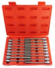 17pc 3/8" DR CR-V/S-2 Material LONG Extension SAE+Metric HEX KEY BIT SOCKET SET
