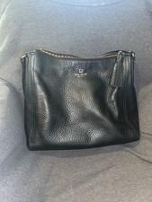 Kate Spade New York Black Pebbled Leather Shoulder Bag with Tassel