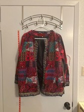 Womens Ethnic Style Patchwork Floral Print Open Front Cardigan Jacket