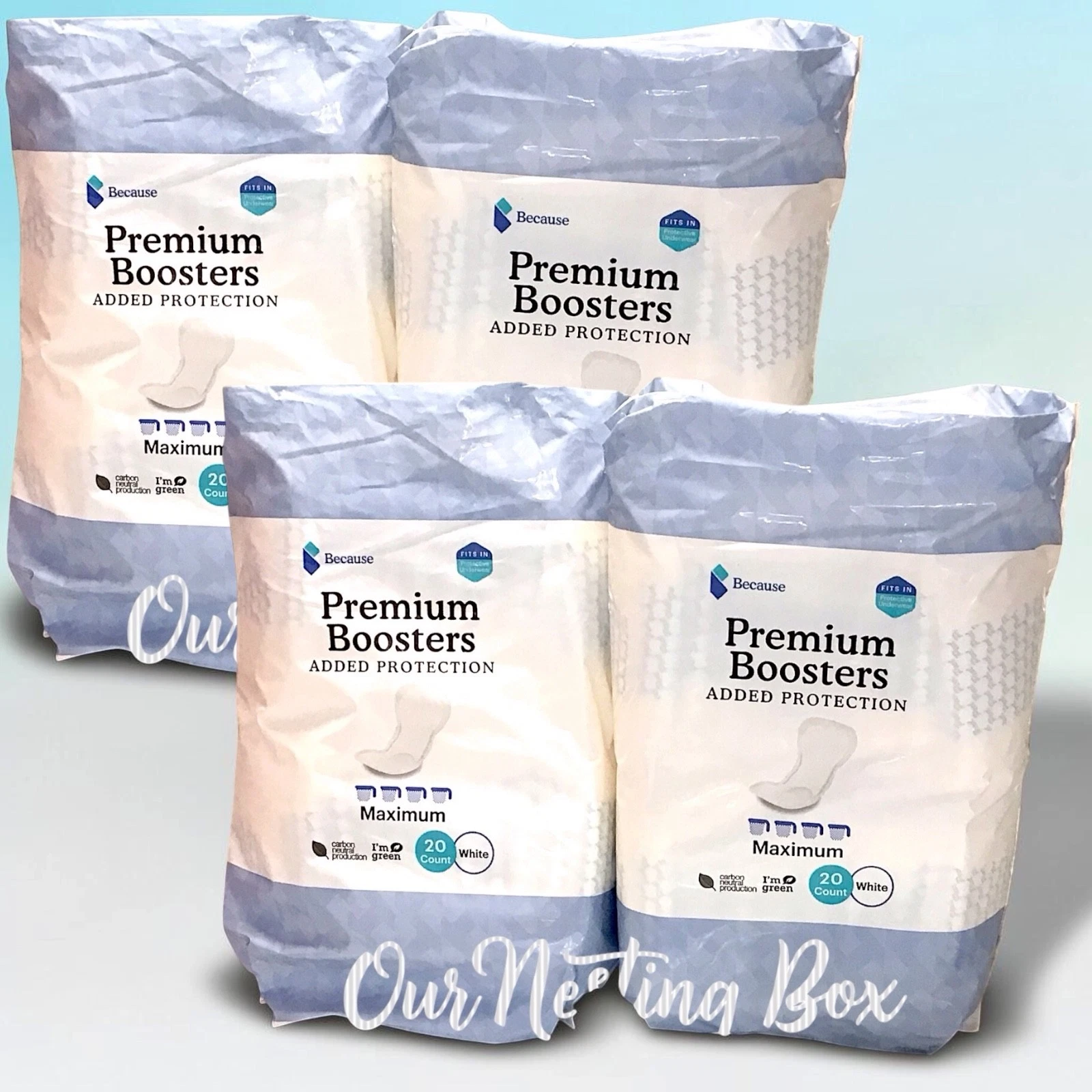 4 Because Overnight Booster Pads Fit All Adult Diapers Extra Absorbency 80 Pack