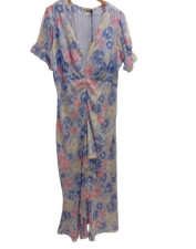 RIXO Ladies UK16 Ariel Dress Tulip Fields Blue/Multi Lightweight BNWT In Bag