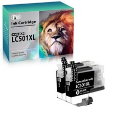 2 Pack Black LC501XL Ink For Brother 501 MFC-J1260DW J1260W J1360DW J1410DW Ink