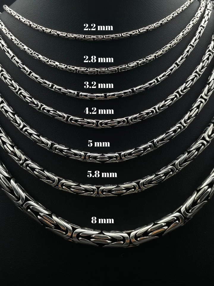 925 Пробы король византийский твердого окисленного круглый цепочка ожерелье, подарок мужчин - Изображение 3 из 4