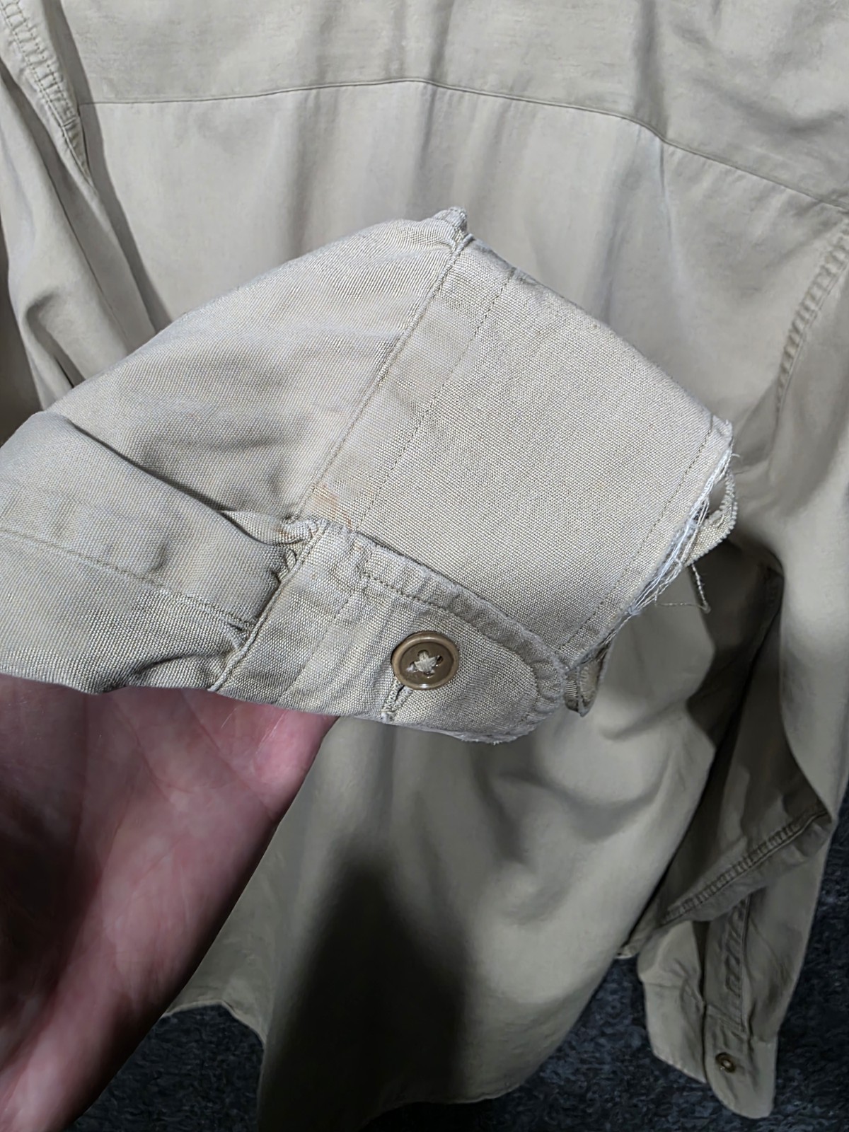 Vintage 40s 50s Poplin Mens Military Style Sanfor… - image 9