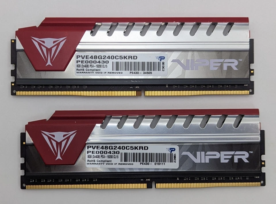 Patriot Viper Elite 8GB Kit (2x4GB) DDR4 2400 MHz PC4-19200 RAM (PVE48G240C5KRD) - Image 4 of 4