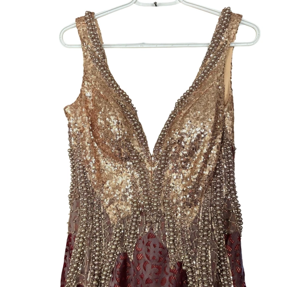 Lore size 6 Vintage Beaded Gown Maxi Dress Event Statement Sweetheart Sweet 16 - Image 3 of 4