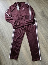 Adidas 3 Stripes Training Essentials Burgendy / White Tracksuit XL