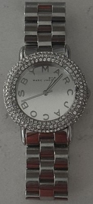Marc Jacobs Marci Crystal Silver Dial Stainless Steel Watch MBM3190 New Battery