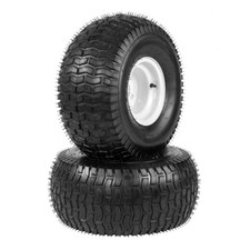 Two 20x10.00-8 20x10-8 Lawn Mower Tires On Rims Load Range B 4 Lug White Wheel