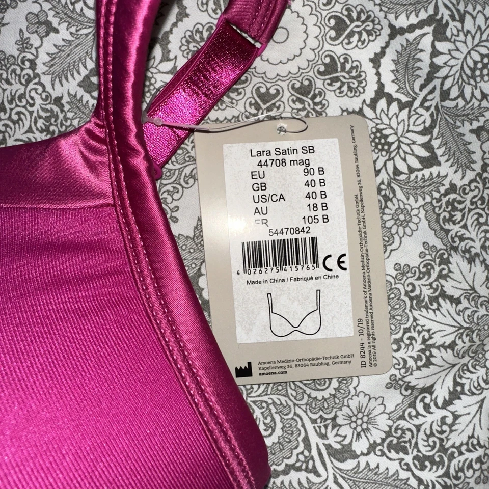 3 Amoena Women's Mastectomy Bras 40B NWT BEIGE WHITE FUSCHIA - Image 2 of 4