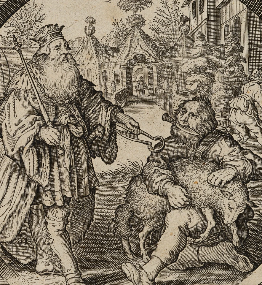 MATHAM (*1605) nach VAN DE VENNE (*1589), König und Hirte, 1632, KSt. Barock - Bild 3 von 4